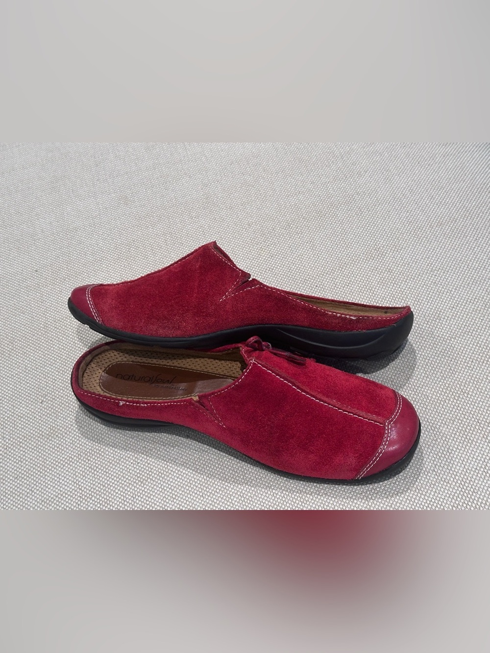 NATURAL SOUL size 8.5 Naturalizer Suede Red Slip-On Leather Comfort Loafer NEW - Picture 6 of 13